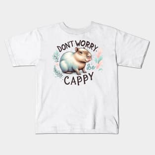 Don't Worry Be Cappy Gleeful Capybara Kids T-Shirt